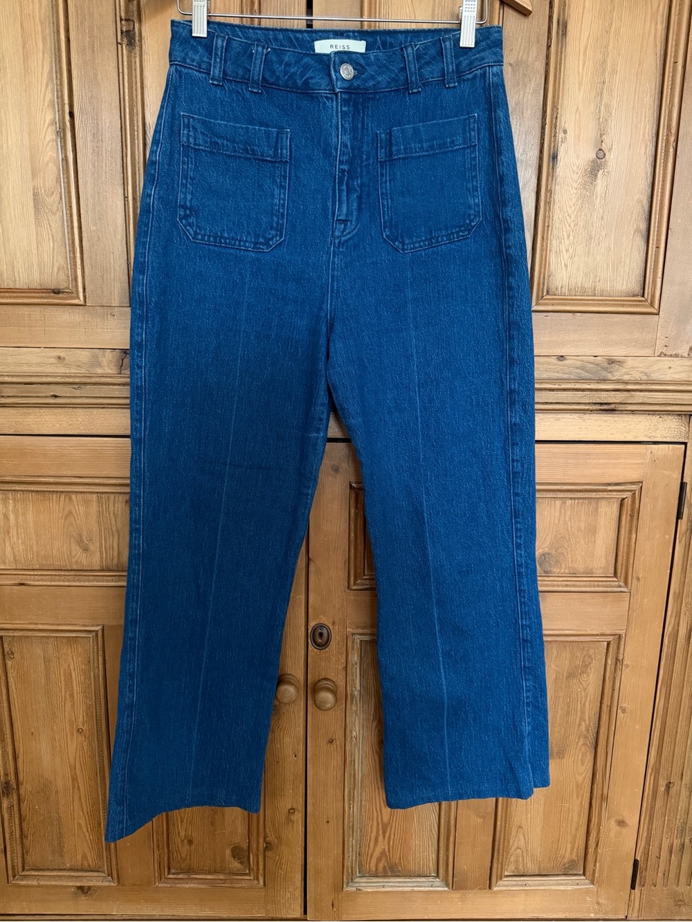 Reiss Wide-Leg High-Rise Jeans in Deep Blue Denim